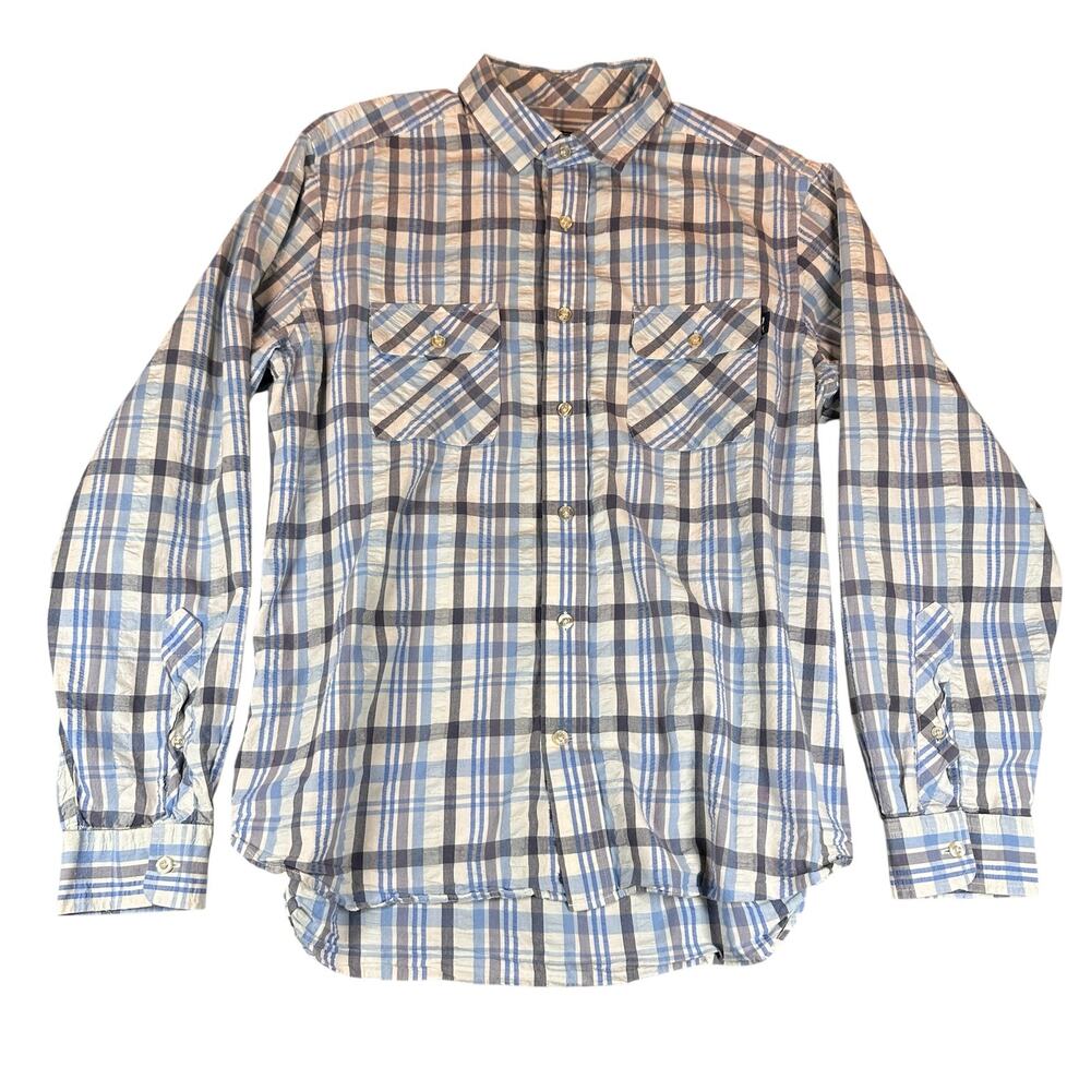 Vineyard Vines Island Shirt Mens Large Blue Plaid Long Sleeve 100% Cotton Casual